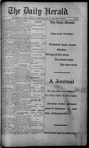 Primary view of object titled 'The Daily Herald (Brownsville, Tex.), Vol. 1, No. 34, Ed. 1, Thursday, August 11, 1892'.
