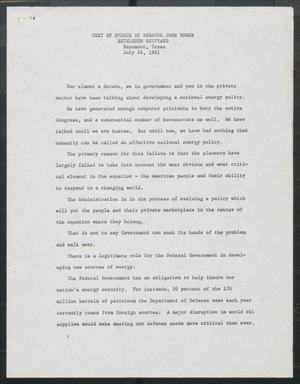 Primary view of object titled '[John Tower Speech at Bethlehem Shipyard about National Energy Policy, Beaumont, TX, July 24, 1981]'.