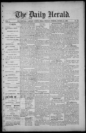 Primary view of object titled 'The Daily Herald (Brownsville, Tex.), Vol. 1, No. 92, Ed. 1, Tuesday, October 18, 1892'.