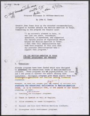 Primary view of object titled '[Edited Version of John Tower Speech about Mexican-American Education and Employment, May 4, 1972]'.