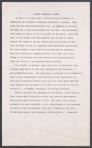 Primary view of object titled '[John Tower Speech on Marine Technology given to a Marine Industry Group in Houston, Texas, 1971?]'.