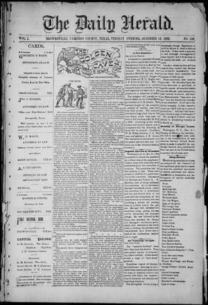 Primary view of object titled 'The Daily Herald (Brownsville, Tex.), Vol. 1, No. 140, Ed. 1, Tuesday, December 13, 1892'.