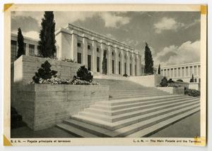 Primary view of object titled '[Postcard of Palace of Nations]'.