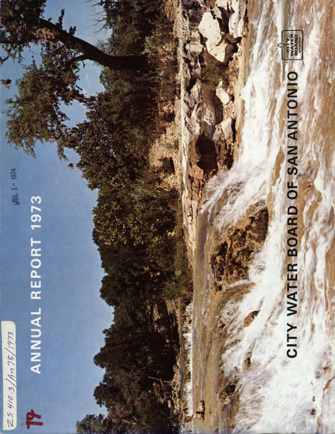 San Antonio City Water Board Annual Report: 1973
                                                
                                                    Front Cover
                                                