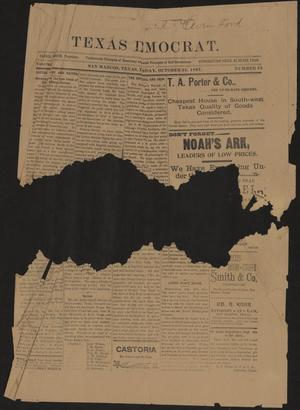Primary view of object titled 'Texas Democrat. (San Marcos, Tex.), Vol. [5], No. 35, Ed. 1 Thursday, October 21, 1897'.