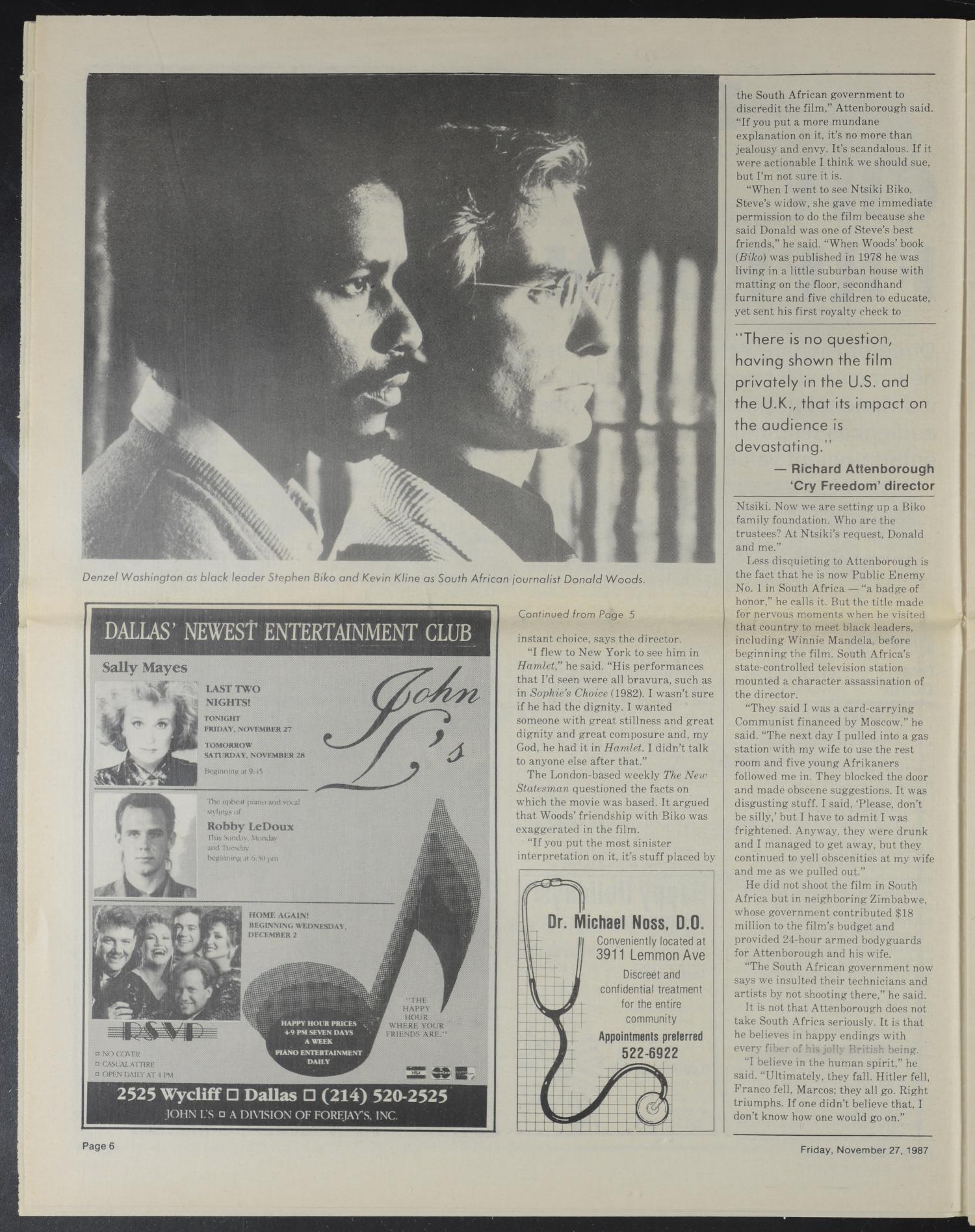Dallas Voice (Dallas, Tex.), Vol. 4, No. 30, Ed. 1 Friday, November 27, 1987
                                                
                                                    [Sequence #]: 6 of 32
                                                