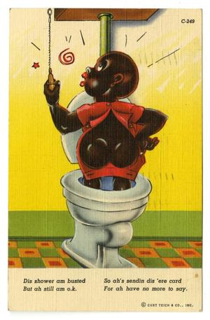 Primary view of object titled '[Postcard of Child in Toilet]'.