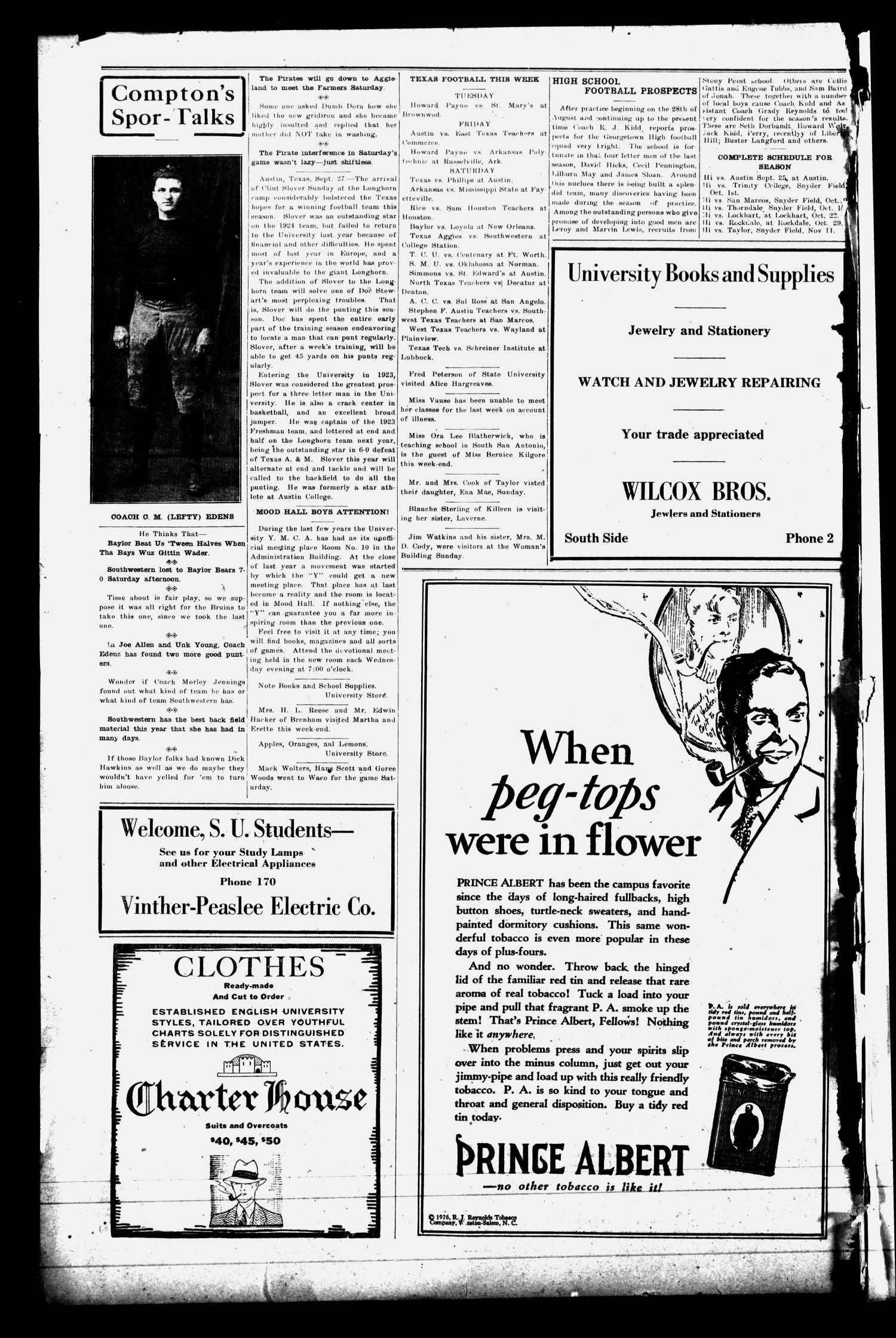 The Megaphone (Georgetown, Tex.), Vol. 20, No. 1, Ed. 1 Tuesday, September 28, 1926
                                                
                                                    [Sequence #]: 2 of 8
                                                