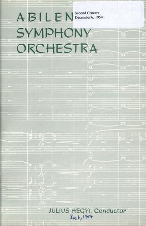 Primary view of object titled 'Abilene Philharmonic Playbill: December 6, 1954'.