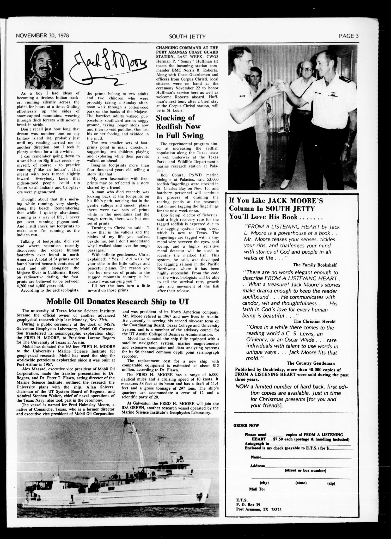 Port Aransas South Jetty (Port Aransas, Tex.), Vol. 8, No. 24, Ed. 1 Thursday, November 30, 1978
                                                
                                                    [Sequence #]: 3 of 8
                                                