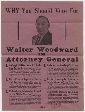 Primary view of object titled '[Walter Woodward Campaign Poster]'.