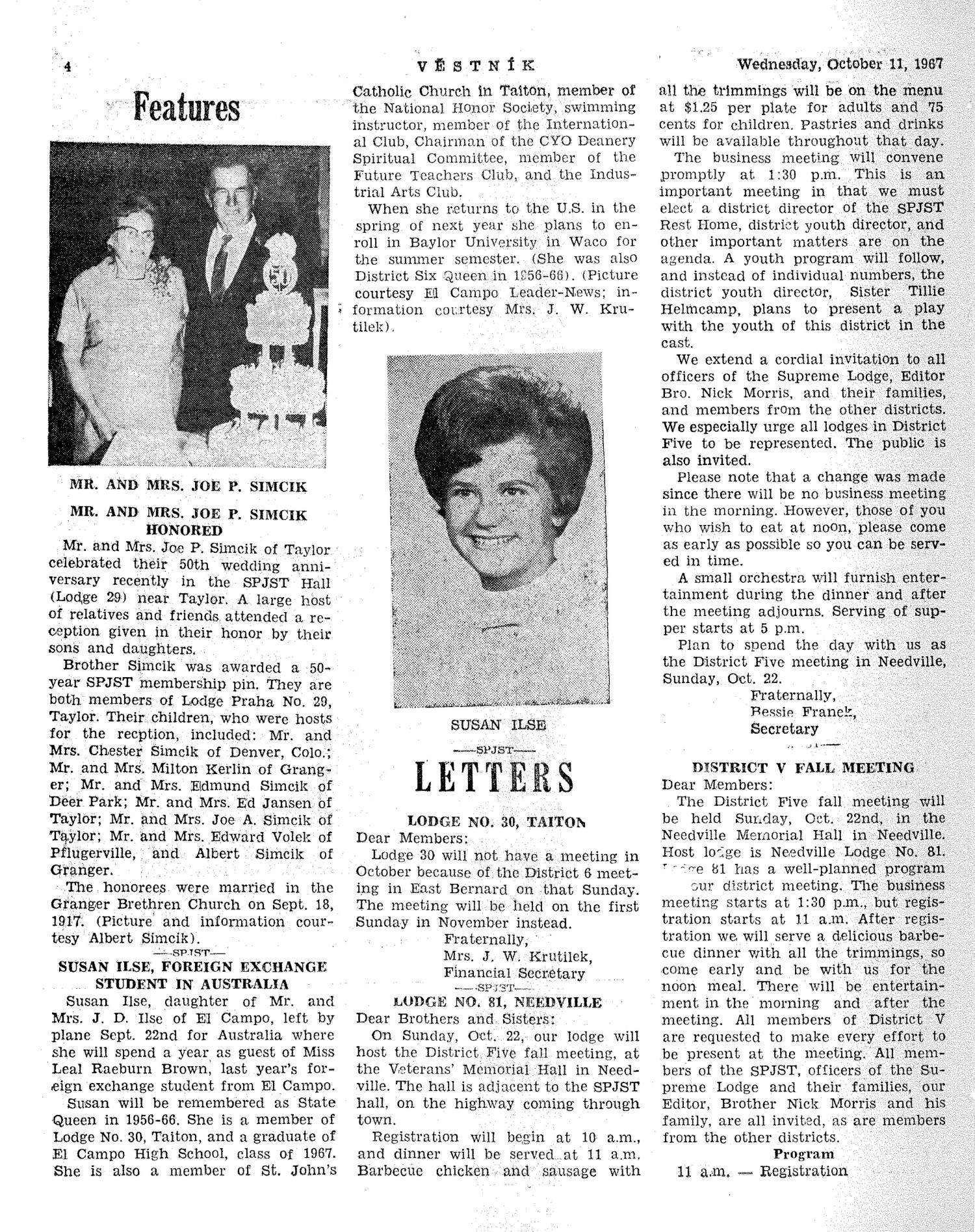 Věstník (West, Tex.), Vol. 55, No. 41, Ed. 1 Wednesday, October 11, 1967
                                                
                                                    [Sequence #]: 3 of 32
                                                