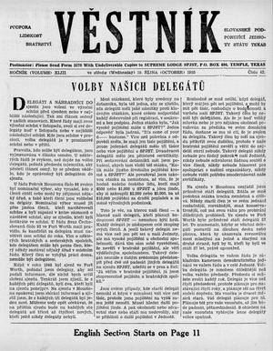 Primary view of object titled 'Věstník (West, Tex.), Vol. 43, No. 42, Ed. 1 Wednesday, October 19, 1955'.