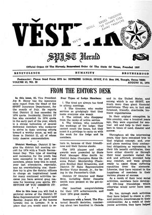 Primary view of Věstník (West, Tex.), Vol. 62, No. 33, Ed. 1 Wednesday, August 21, 1974