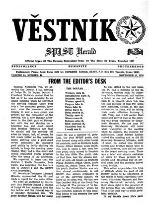 Primary view of object titled 'Věstník (West, Tex.), Vol. 64, No. 46, Ed. 1 Wednesday, November 17, 1976'.