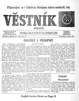 Primary view of object titled 'Věstník (West, Tex.), Vol. 50, No. 22, Ed. 1 Wednesday, May 30, 1962'.