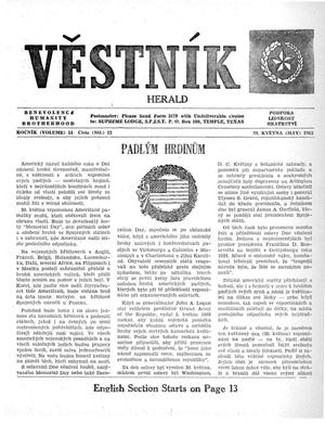 Primary view of object titled 'Věstník (West, Tex.), Vol. 51, No. 22, Ed. 1 Wednesday, May 29, 1963'.