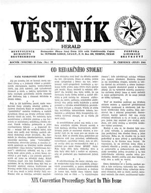 Primary view of object titled 'Věstník (West, Tex.), Vol. 52, No. 30, Ed. 1 Wednesday, July 29, 1964'.