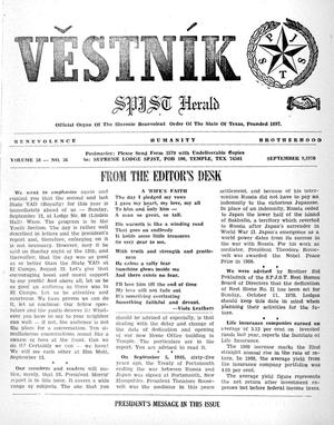Primary view of object titled 'Věstník (West, Tex.), Vol. 58, No. 36, Ed. 1 Wednesday, September 9, 1970'.