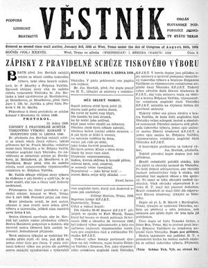 Primary view of object titled 'Věstník (West, Tex.), Vol. 38, No. 9, Ed. 1 Wednesday, March 1, 1950'.