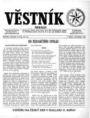 Primary view of object titled 'Věstník (West, Tex.), Vol. 52, No. 40, Ed. 1 Wednesday, October 7, 1964'.
