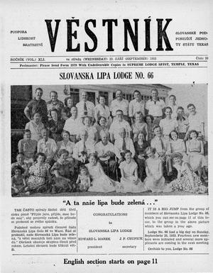Primary view of object titled 'Věstník (West, Tex.), Vol. 41, No. 39, Ed. 1 Wednesday, September 23, 1953'.