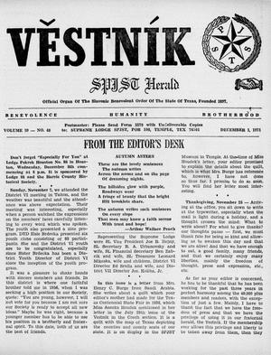 Primary view of object titled 'Věstník (West, Tex.), Vol. 59, No. 48, Ed. 1 Wednesday, December 1, 1971'.