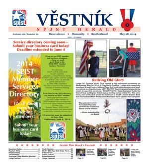 Primary view of object titled 'Věstník (Temple, Tex.), Vol. 102, No. 22, Ed. 1 Wednesday, May 28, 2014'.