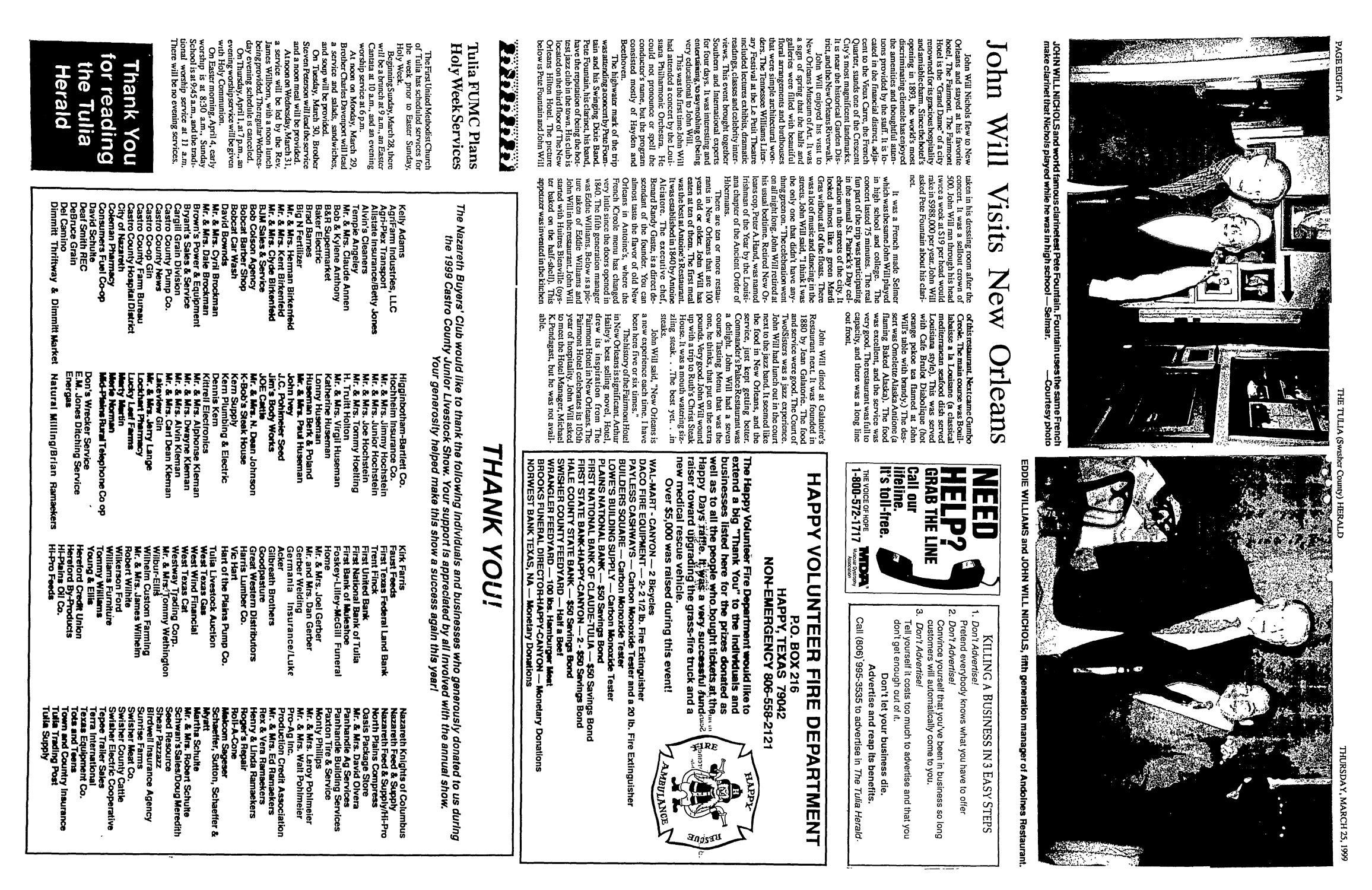The Tulia Herald (Tulia, Tex.), Vol. 90, No. 12, Ed. 1 Thursday, March 25, 1999
                                                
                                                    [Sequence #]: 8 of 18
                                                