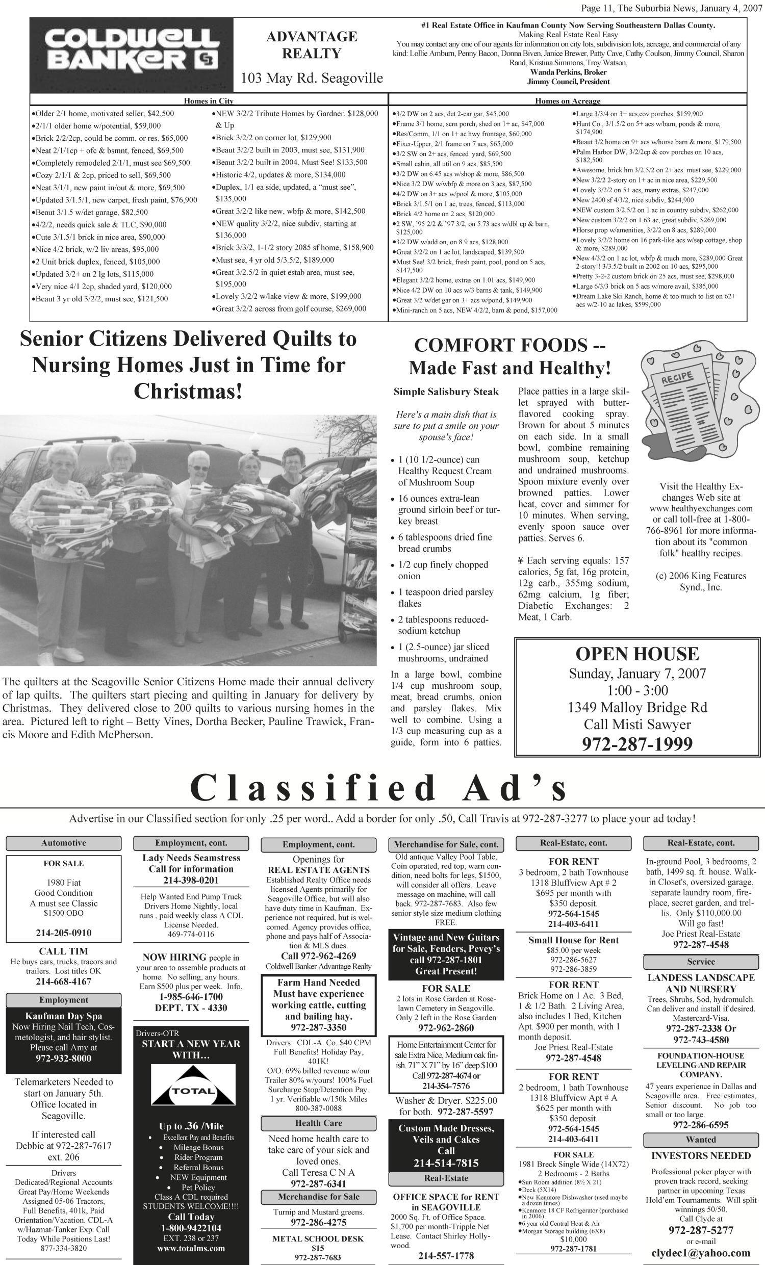 The Suburbia News (Seagoville, Tex.), Vol. 35, No. 6, Ed. 1 Thursday, January 4, 2007
                                                
                                                    [Sequence #]: 11 of 12
                                                
