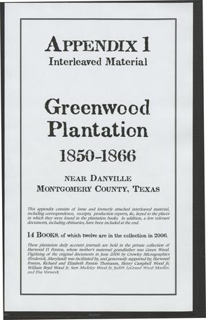 Primary view of object titled '[Greenwood Plantation Accounts: Appendix 1, Interleaved Material]'.