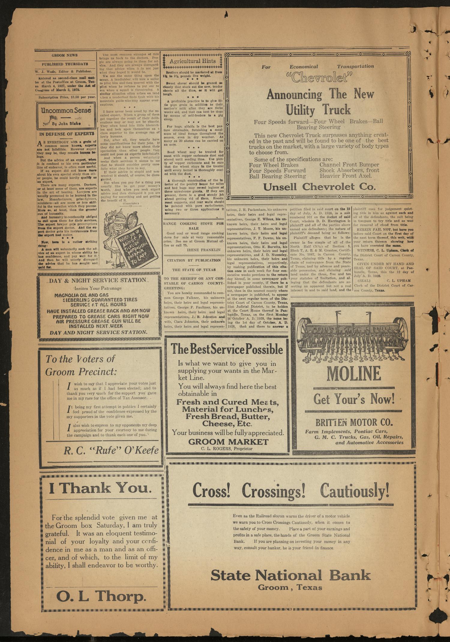 The Groom News (Groom, Tex.), Vol. 3, No. 25, Ed. 1 Thursday, August 30, 1928
                                                
                                                    [Sequence #]: 2 of 6
                                                