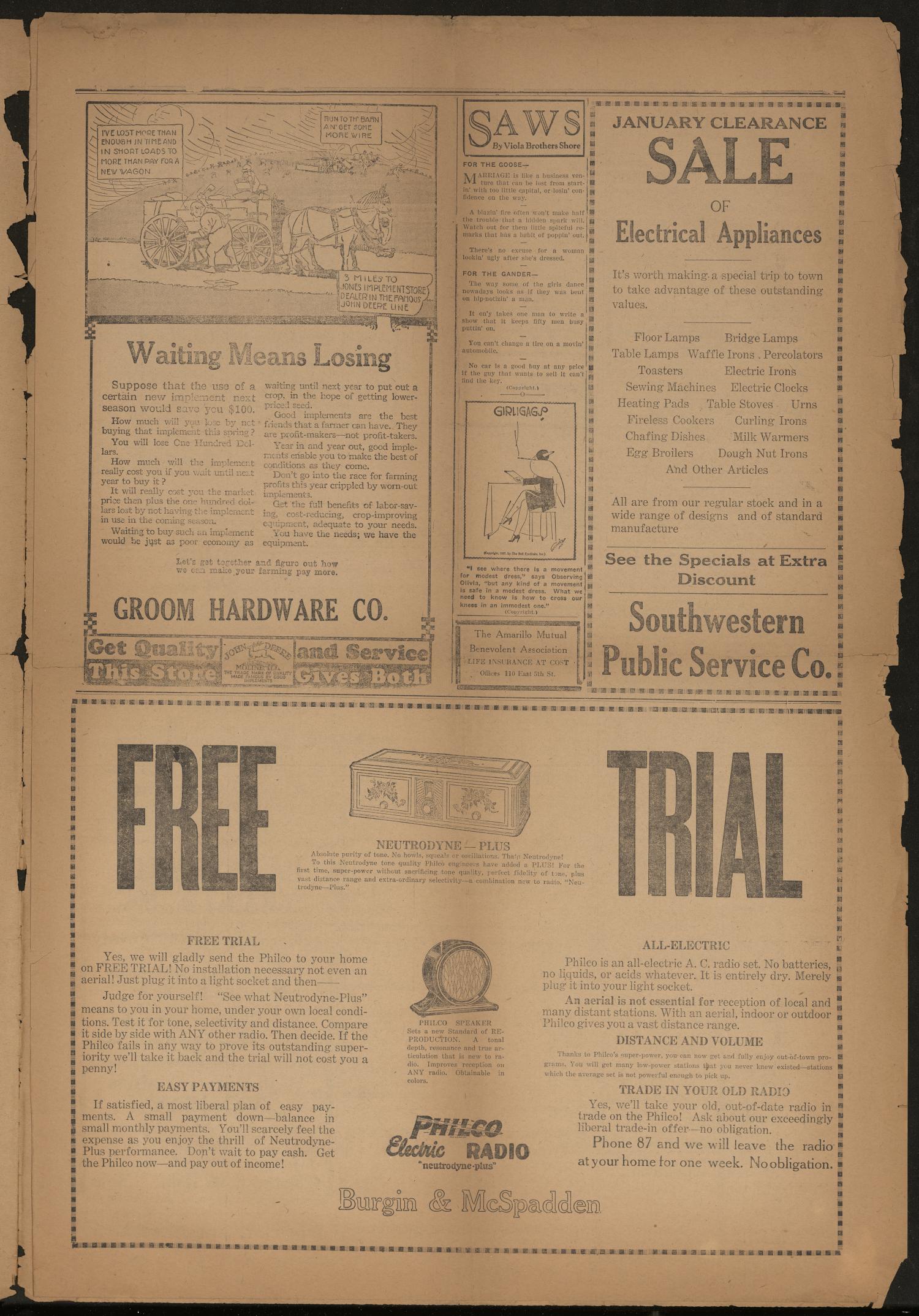 The Groom News (Groom, Tex.), Vol. 3, No. 46, Ed. 1 Thursday, January 24, 1929
                                                
                                                    [Sequence #]: 3 of 6
                                                