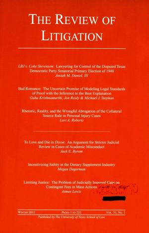 Primary view of object titled 'The Review of Litigation, Volume 31, Number 1, Winter 2012'.