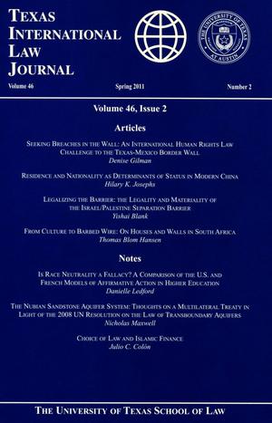 Primary view of object titled 'Texas International Law Journal, Volume 46, Number 2, Spring 2011'.