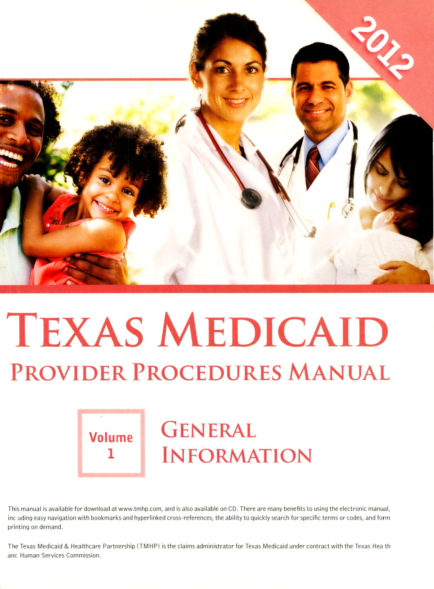 Texas Medicaid Provider Procedures Manual: Volume 1, General Information
                                                
                                                    Front Cover
                                                
