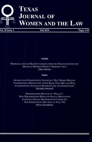 Primary view of object titled 'Texas Journal of Women and the Law, Volume 20, Number 1, Fall 2010'.