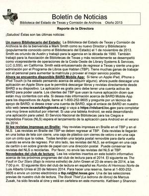 Primary view of object titled 'Boletín de Noticias, Otoño 2013'.