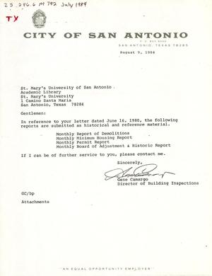 Primary view of object titled 'San Antonio Monthly Reports: July 1984'.