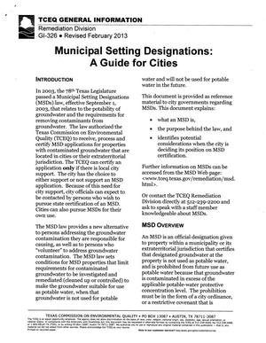 Primary view of object titled 'Municipal Setting Designations: A Guide for Cities'.