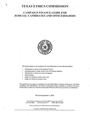 Primary view of object titled 'Campaign Finance Guide for Judicial Candidates and Officeholders'.