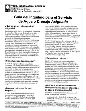 Primary view of object titled 'Guía del Inquilino Para el Servicio de Agua o Drenaje Asignado'.