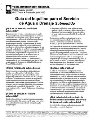Primary view of object titled 'Guía del Inquilino para el Servicio ee Agua o Drenaje Submedido'.