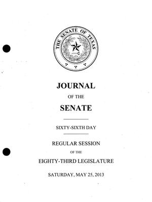 Primary view of object titled 'Journal of the Senate of Texas: 83rd Legislature, Regular Session, Saturday, May 25, 2013'.