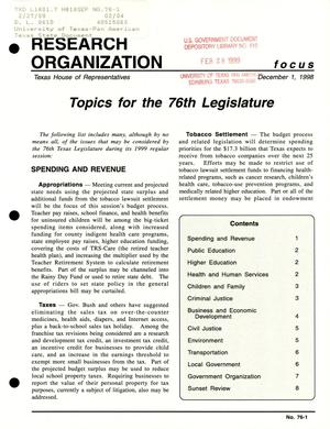 Primary view of object titled 'Focus Report, Volume 76, Number 1, December 1998'.