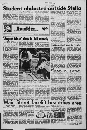 Primary view of object titled 'Rambler (Fort Worth, Tex.), Vol. 63, No. 3, Ed. 1 Thursday, September 24, 1987'.
