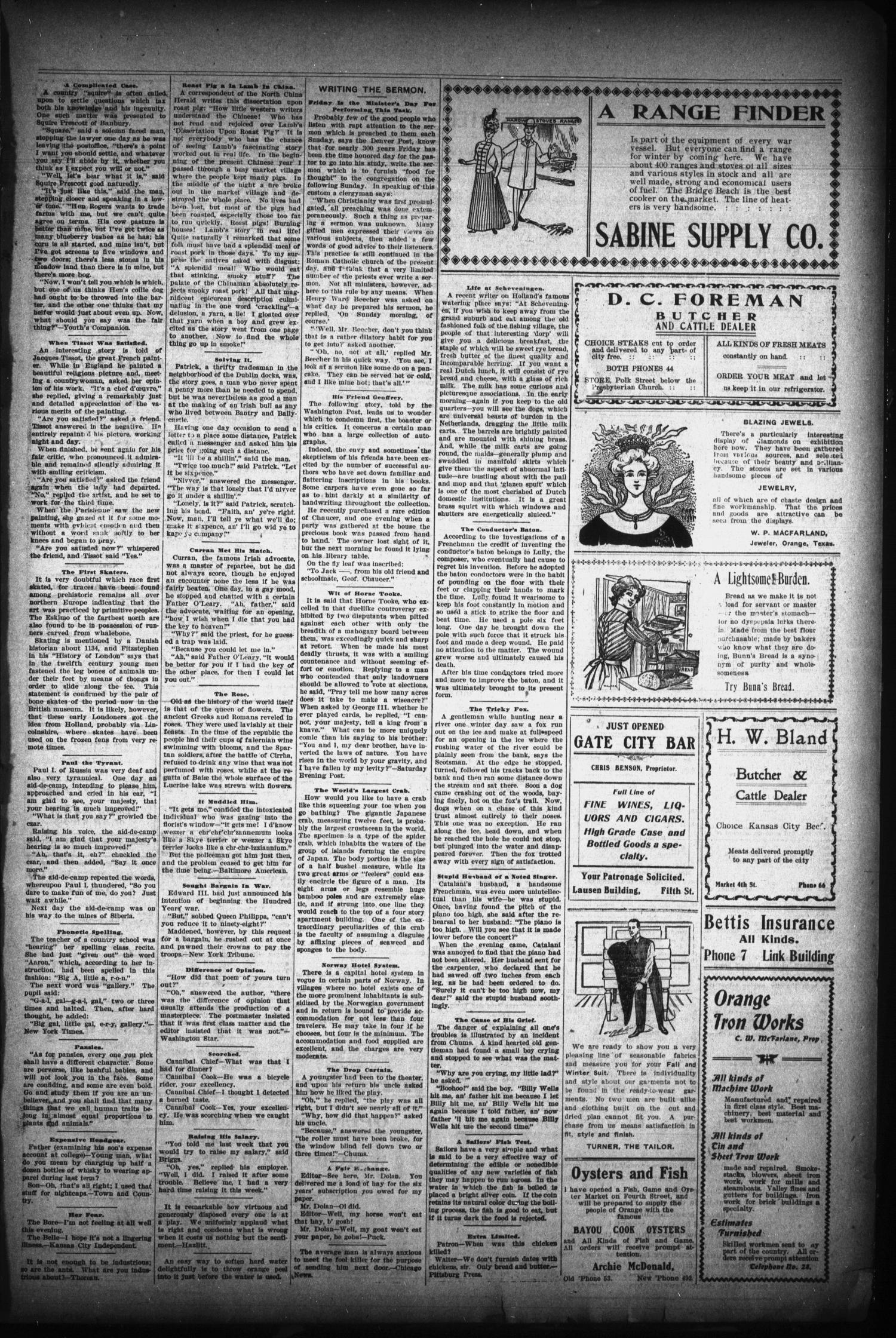 The Orange Daily Tribune. (Orange, Tex.), Vol. 1, No. 219, Ed. 1 Tuesday, November 25, 1902
                                                
                                                    [Sequence #]: 3 of 4
                                                