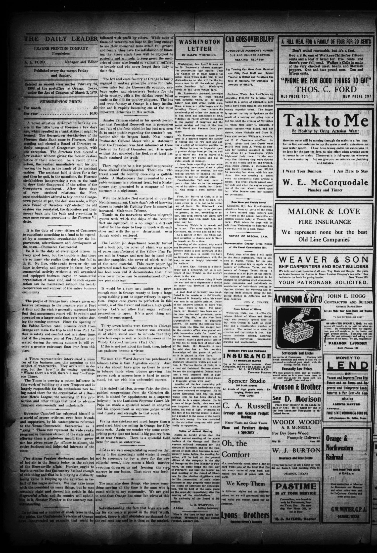 The Daily Leader (Orange, Tex.), Vol. 1, No. 235, Ed. 1 Tuesday, January 12, 1909
                                                
                                                    [Sequence #]: 2 of 4
                                                