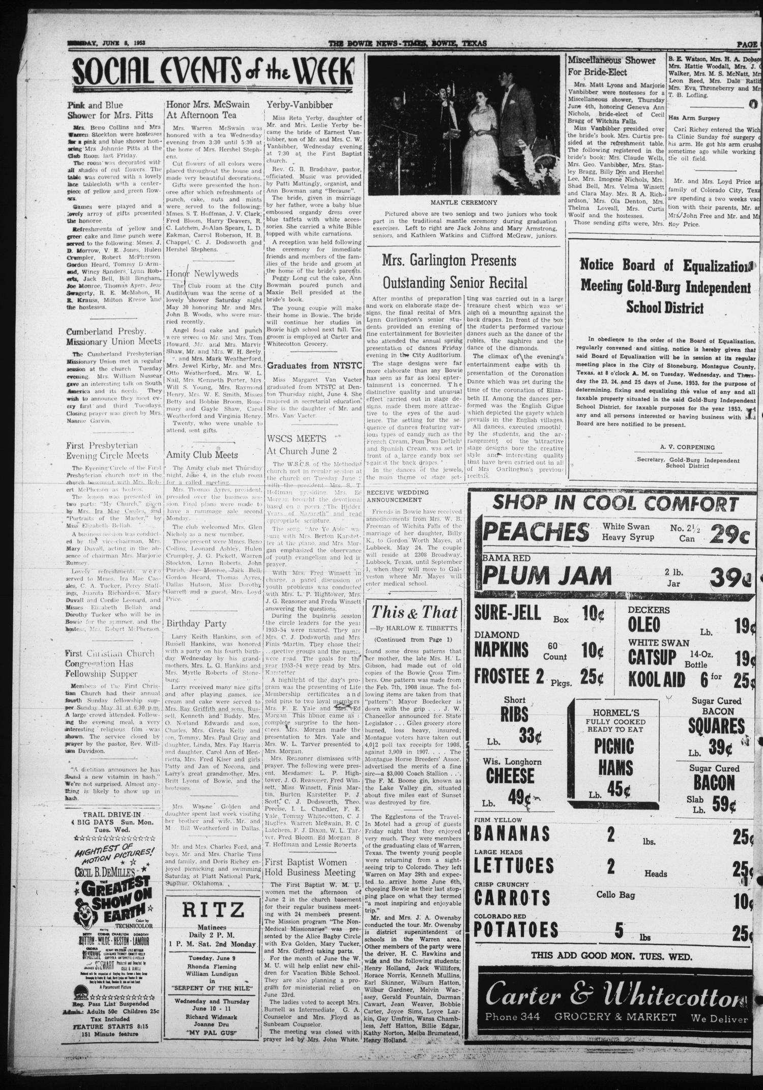 The Montague County Times (Bowie, Tex.), Vol. 47, No. 8, Ed. 1 Monday, June 8, 1953
                                                
                                                    [Sequence #]: 8 of 8
                                                