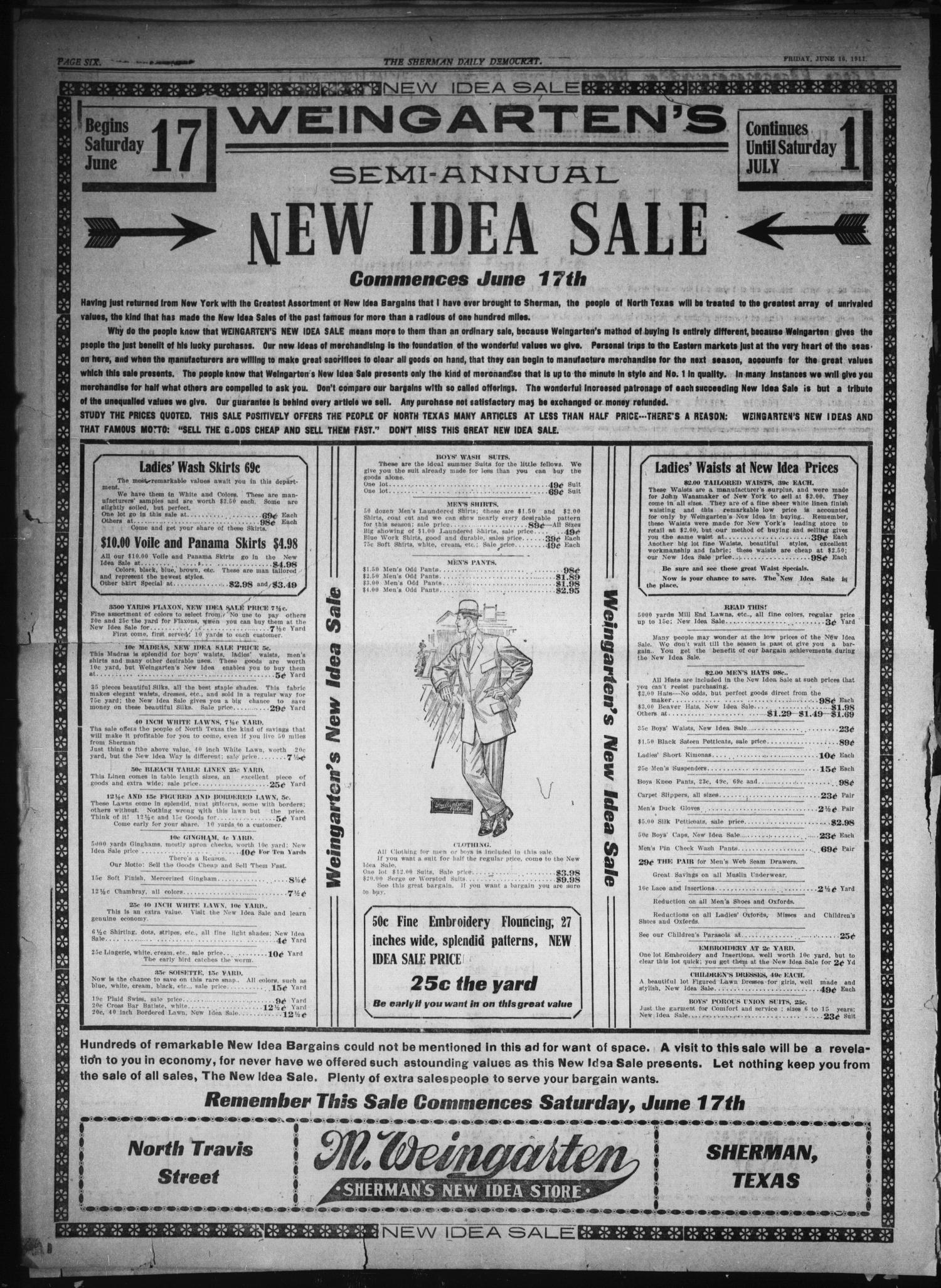 Sherman Daily Democrat. (Sherman, Tex.), Vol. THIRTIETH YEAR, Ed. 1 Friday, June 16, 1911
                                                
                                                    [Sequence #]: 6 of 8
                                                